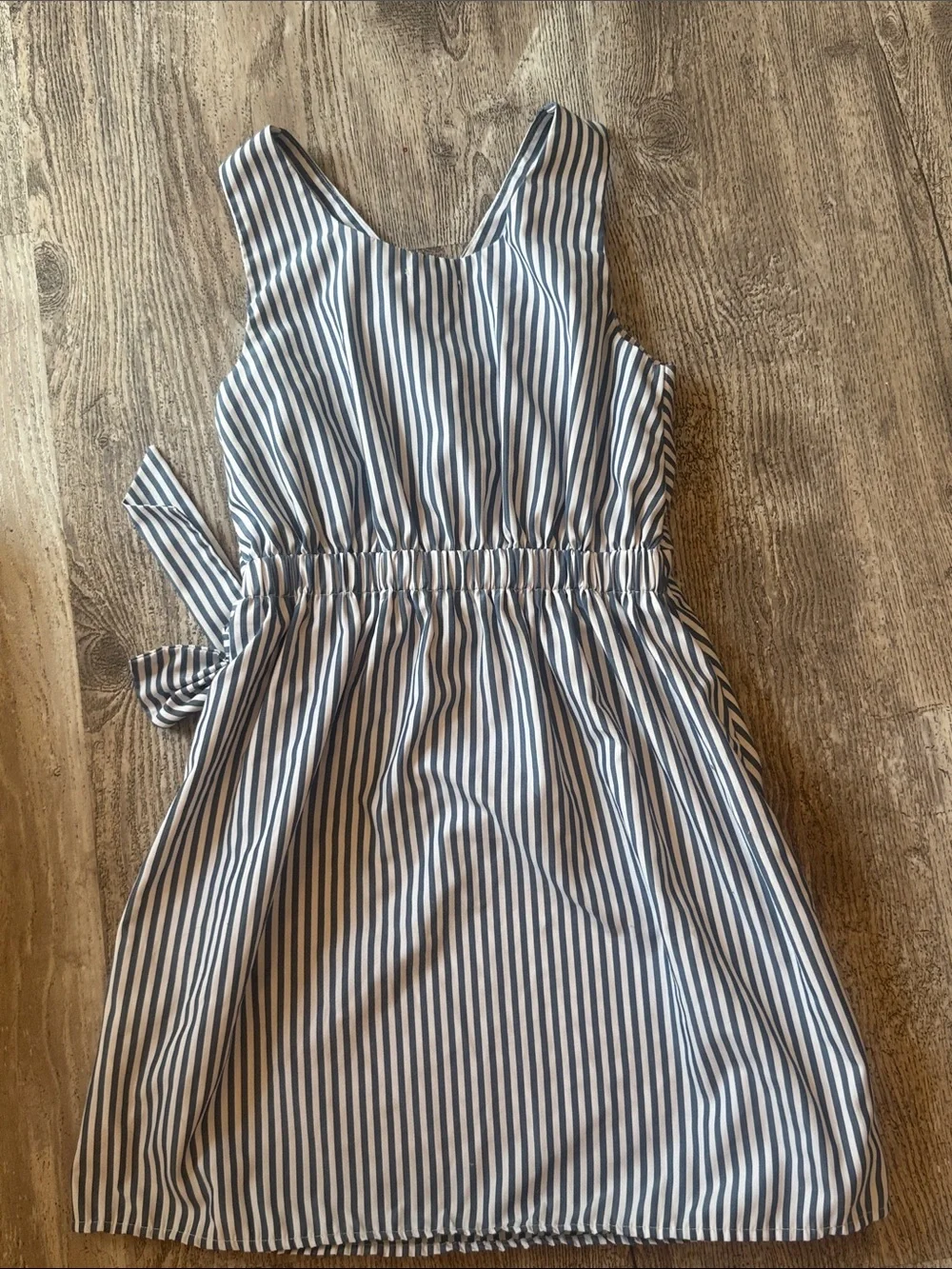 Habitual Blue and White Striped Wrap-Style Kids Dress